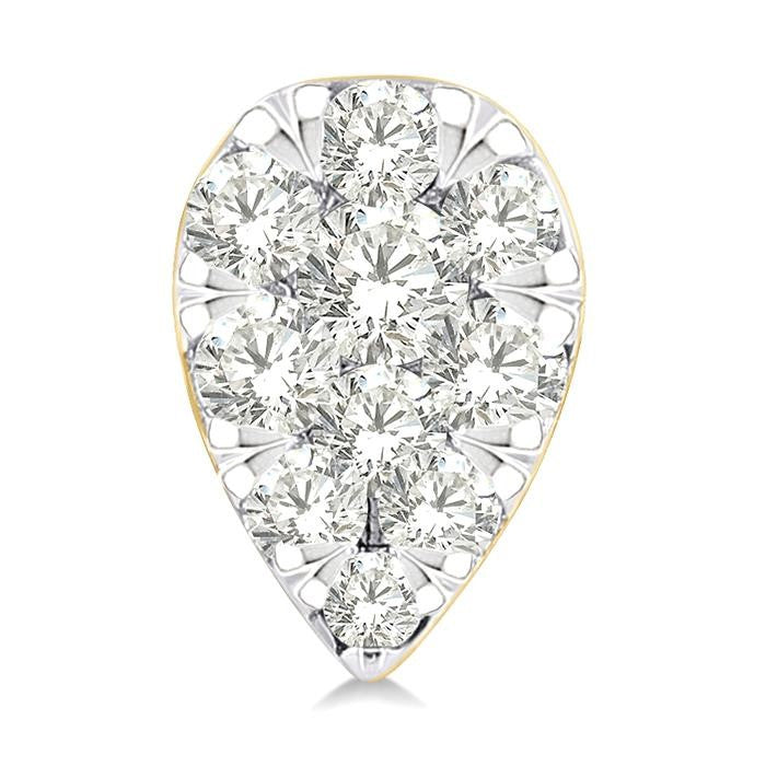 1/6 Ctw Shine Bright Petite Pear Shape Round Cut Diamond Fashion Stud Earrings in 10K Yellow Gold