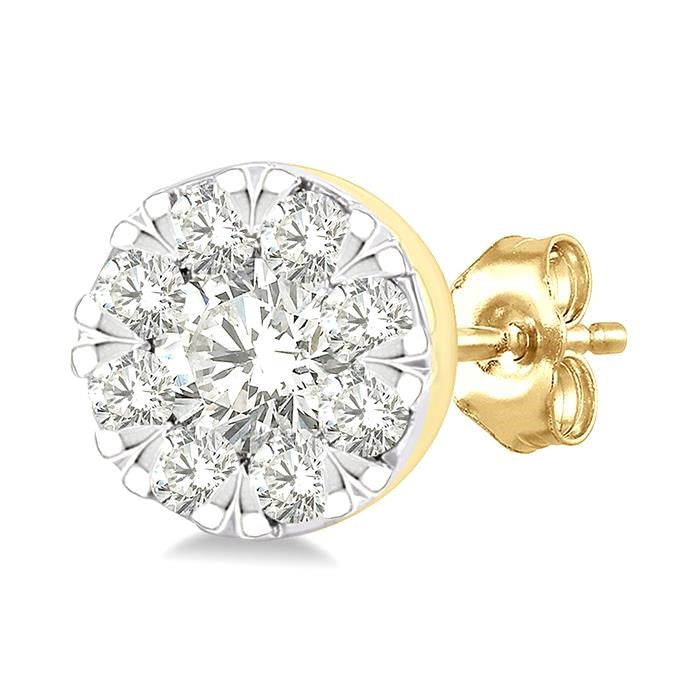 1/6 Ctw Shine Bright Petite Round Shape Round Cut Diamond Fashion Stud Earrings in 10K Yellow Gold