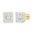 1/6 Ctw Shine Bright Petite Square Shape Round Cut Diamond Fashion Stud Earrings in 10K Yellow Gold