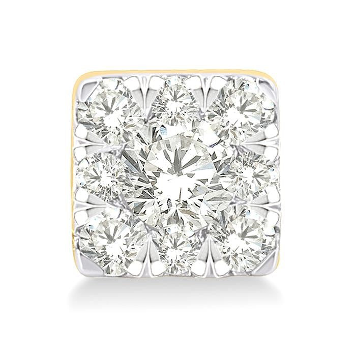 1/6 Ctw Shine Bright Petite Square Shape Round Cut Diamond Fashion Stud Earrings in 10K Yellow Gold