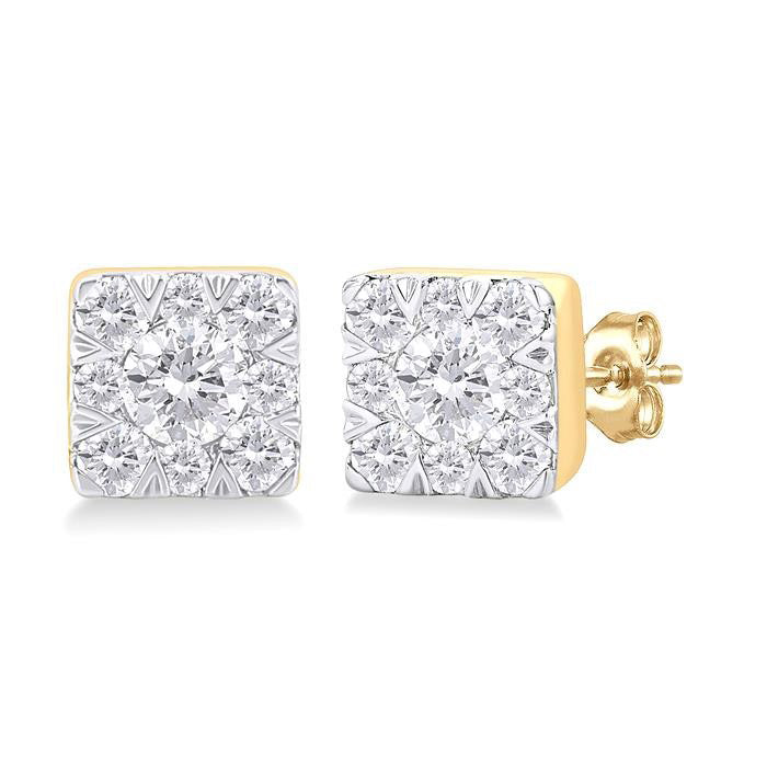 Princess Shape Shine Bright Petite Diamond Fashion Earrings