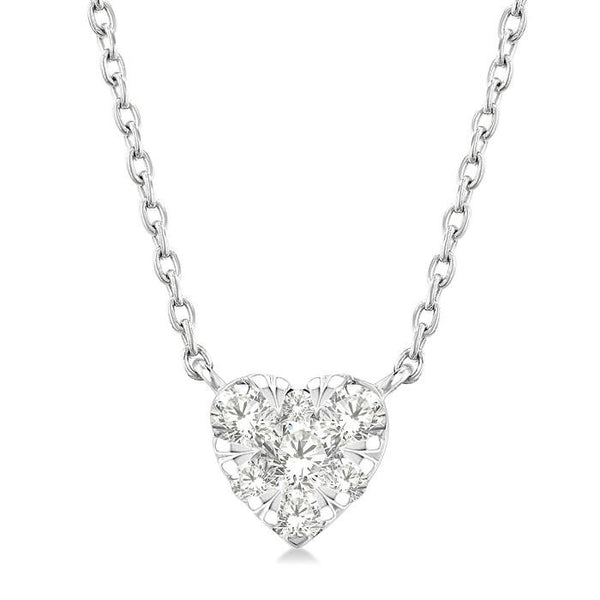 1/10 Ctw Shine Bright Petite Heart Shape Round Cut Diamond Fashion Pendant With Chain in 10K Yellow and White Gold
