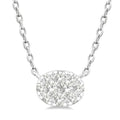 1/10 Ctw Shine Bright Petite East-West Set Oval Shape Round Cut Diamond Fashion Pendant With Chain in 10K Yellow and White Gold