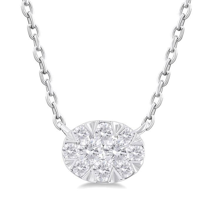 Minerva Nimbus Oval Shape East-West Shine Bright Petite Diamond Fashion Pendant