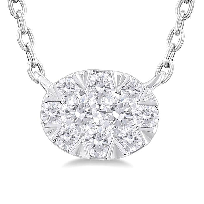 Minerva Nimbus Oval Shape East-West Shine Bright Petite Diamond Fashion Pendant