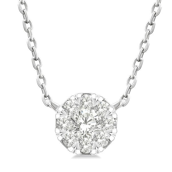 1/10 Ctw Shine Bright Petite Round Shape Round Cut Diamond Fashion Pendant With Chain in 10K Yellow and White Gold