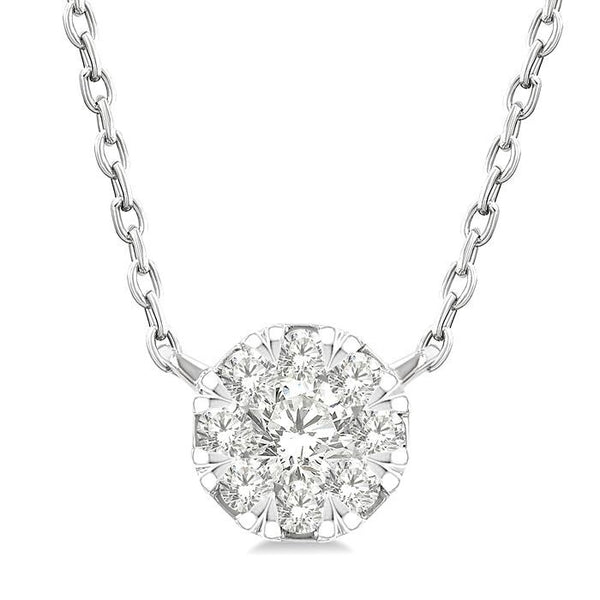 1/10 Ctw Shine Bright Petite Round Shape Round Cut Diamond Fashion Pendant With Chain in 10K Yellow and White Gold