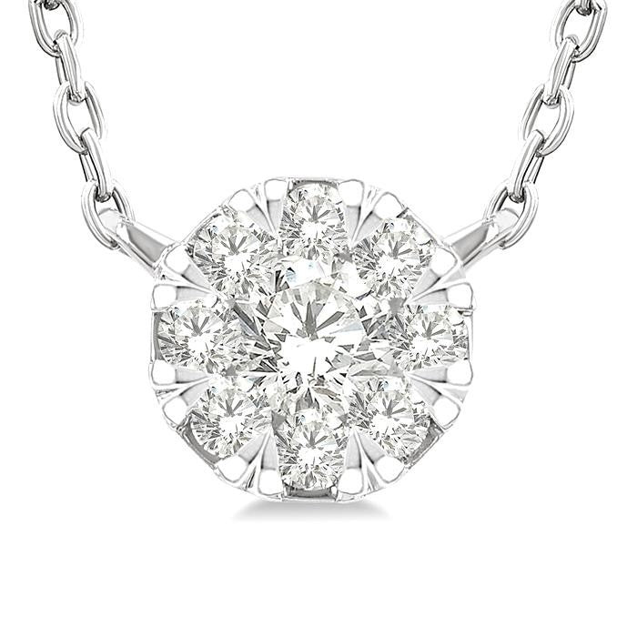 1/10 Ctw Shine Bright Petite Round Shape Round Cut Diamond Fashion Pendant With Chain in 10K Yellow and White Gold