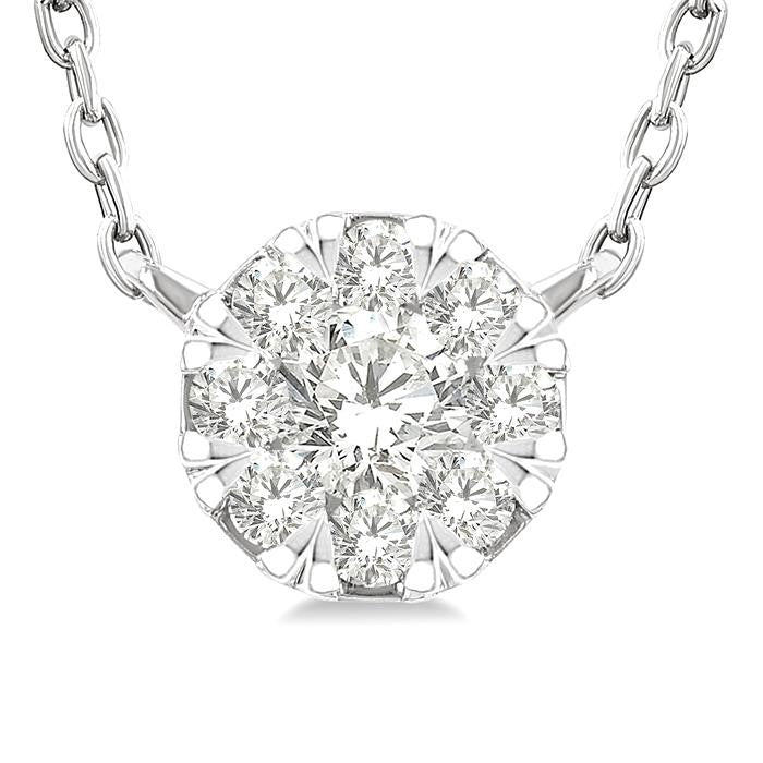 1/10 Ctw Shine Bright Petite Round Shape Round Cut Diamond Fashion Pendant With Chain in 10K Yellow and White Gold
