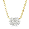 1/10 Ctw Shine Bright Petite East-West Set Oval Shape Round Cut Diamond Fashion Pendant With Chain in 10K Yellow Gold