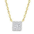 1/10 Ctw Shine Bright Petite Square Shape Round Cut Diamond Fashion Pendant With Chain in 10K Yellow Gold
