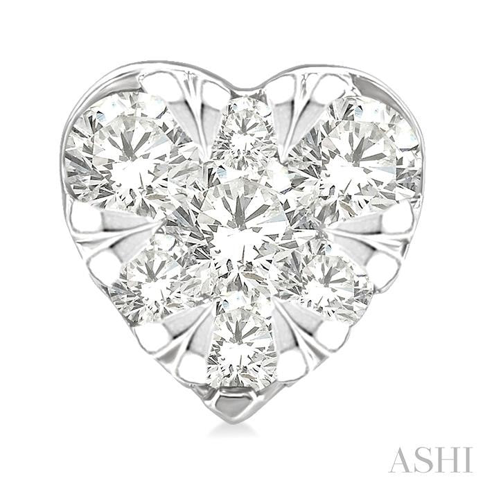 1/6 Ctw Shine Bright Petite Heart Shape Round Cut Diamond Fashion Stud Earrings in 10K Yellow and White Gold
