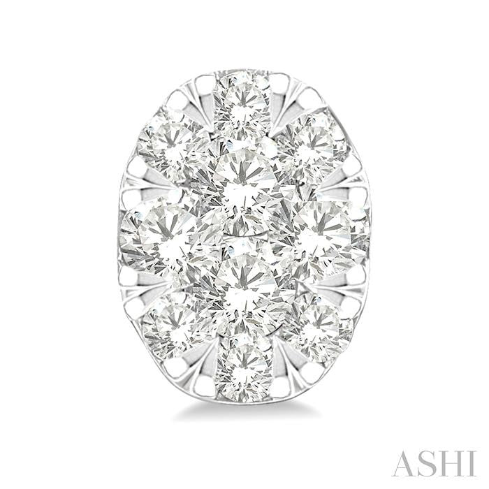 1/6 Ctw Shine Bright Petite Oval Shape Round Cut Diamond Fashion Stud Earrings in 10K Yellow and White Gold