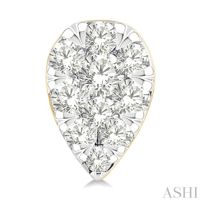 1/6 Ctw Shine Bright Petite Pear Shape Round Cut Diamond Fashion Stud Earrings in 10K Yellow Gold
