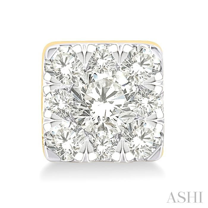 1/6 Ctw Shine Bright Petite Square Shape Round Cut Diamond Fashion Stud Earrings in 10K Yellow Gold