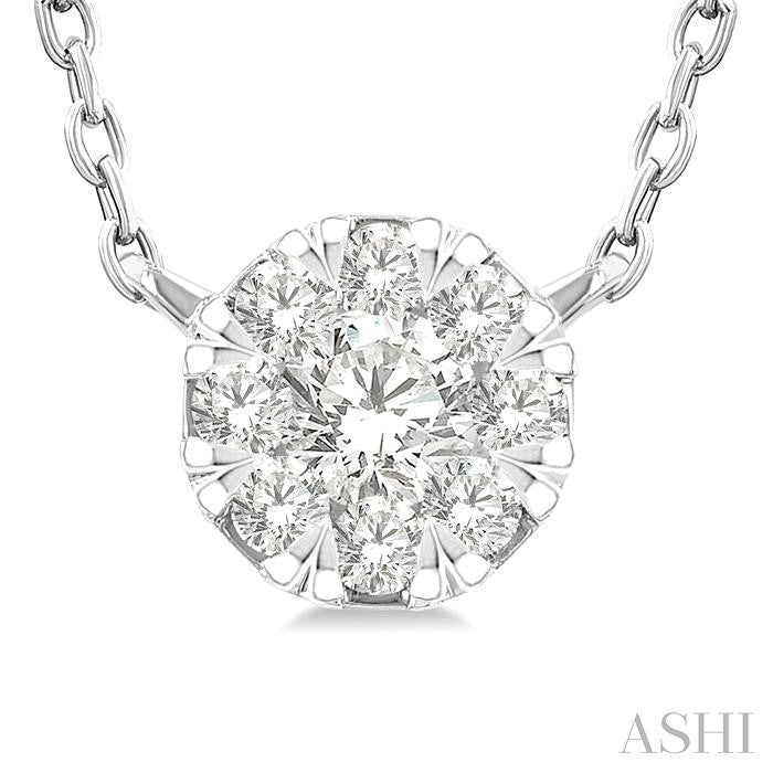 1/10 Ctw Shine Bright Petite Round Shape Round Cut Diamond Fashion Pendant With Chain in 10K Yellow and White Gold