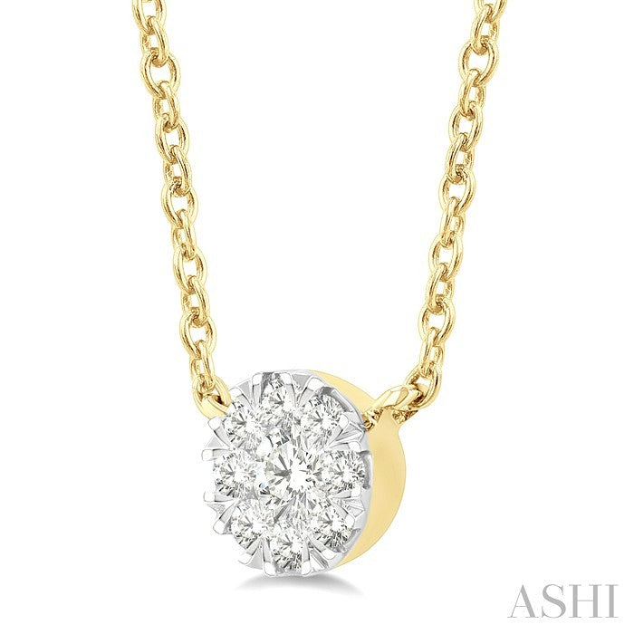 1/10 Ctw Shine Bright Petite Round Shape Round Cut Diamond Fashion Pendant With Chain in 10K Yellow Gold