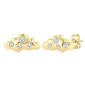 1/20 Ctw Round Cut Diamond Cloud Petite Fashion Earrings in 10K Yellow Gold