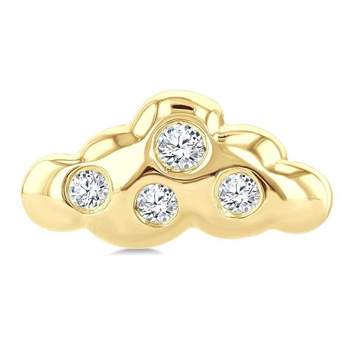 1/20 Ctw Round Cut Diamond Cloud Petite Fashion Earrings in 10K Yellow Gold