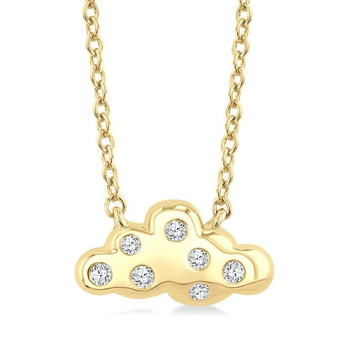 1/20 Ctw Cloud Round Cut Diamond Petite Fashion Pendant With Chain in 10K Yellow Gold