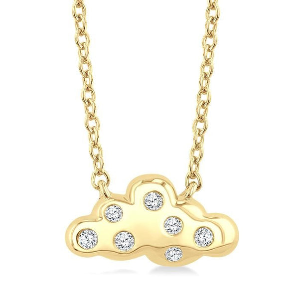 1/20 Ctw Cloud Round Cut Diamond Petite Fashion Pendant With Chain in 10K Yellow Gold