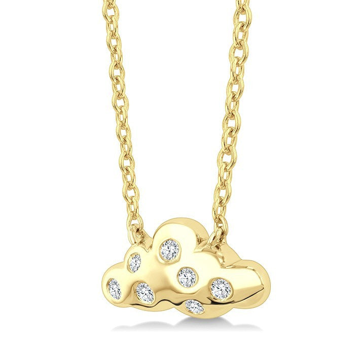 1/20 Ctw Cloud Round Cut Diamond Petite Fashion Pendant With Chain in 10K Yellow Gold