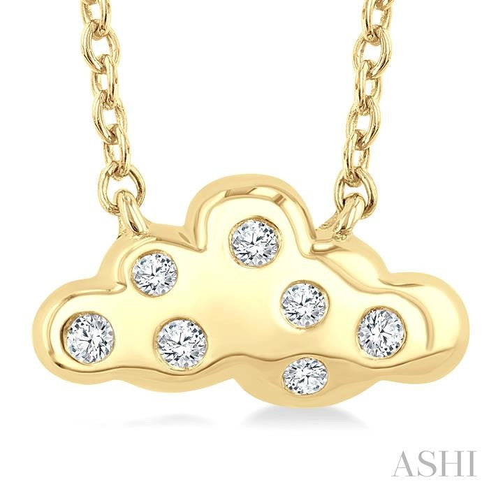 1/20 Ctw Cloud Round Cut Diamond Petite Fashion Pendant With Chain in 10K Yellow Gold