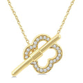1/10 Ctw Clover Toggle Round Cut Diamond Petite Fashion Necklace in 10K Yellow Gold