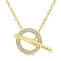 1/10 Ctw Circle Toggle Round Cut Diamond Petite Fashion Necklace in 10K Yellow Gold