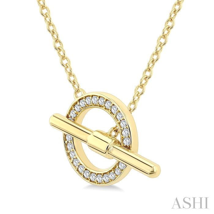 1/10 Ctw Circle Toggle Round Cut Diamond Petite Fashion Necklace in 10K Yellow Gold