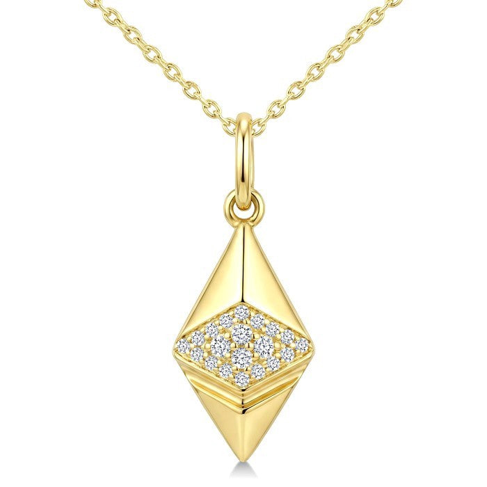1/10 Ctw Round Cut Diamond Pirouette Ethereum Fashion Pendant With Chain in 10K Yellow Gold
