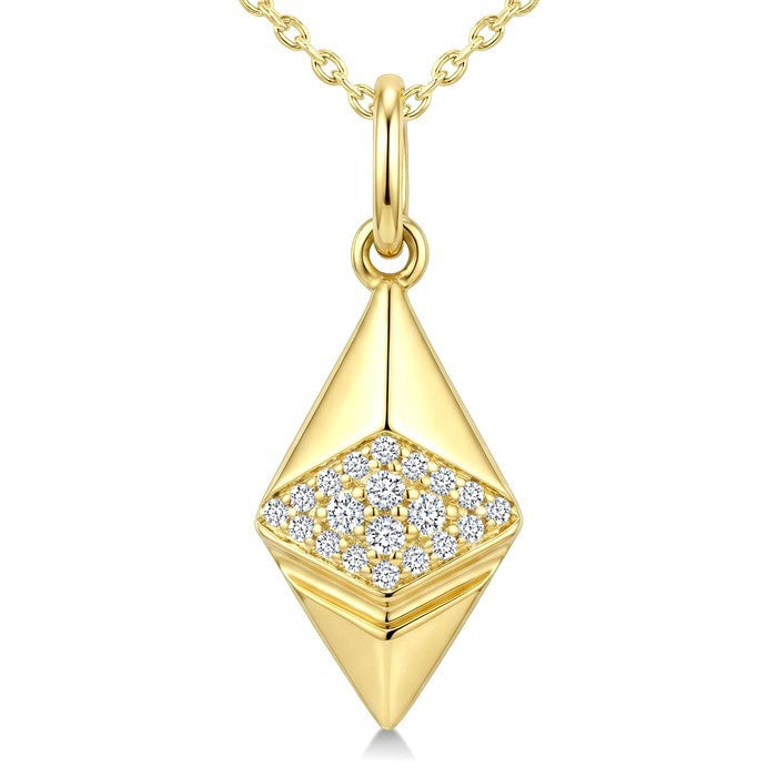 1/10 Ctw Round Cut Diamond Pirouette Ethereum Fashion Pendant With Chain in 10K Yellow Gold