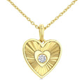 1/20 Ctw Round Cut Diamond Pirouette Fluted Texture Heart Fashion Pendant With Chain in 10K Yellow Gold