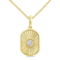 1/20 Ctw Round Cut Diamond Pirouette Rectangular Shape Fluted Pendant With Chain in 10K Yellow Gold