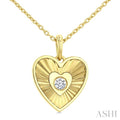 1/20 Ctw Round Cut Diamond Pirouette Fluted Texture Heart Fashion Pendant With Chain in 10K Yellow Gold