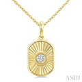1/20 Ctw Round Cut Diamond Pirouette Rectangular Shape Fluted Pendant With Chain in 10K Yellow Gold