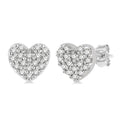 1/10 Ctw Heart Charm Round Cut Diamond Petite Fashion Earrings in 14K White Gold
