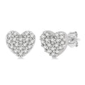 1/10 Ctw Heart Charm Round Cut Diamond Petite Fashion Earrings in 10K White Gold