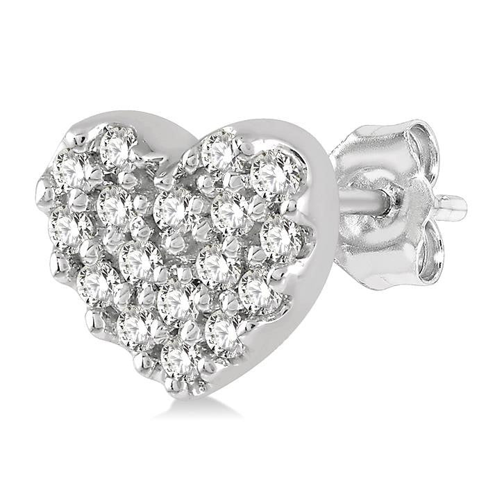 Heart Shape Petite Diamond Fashion Earrings