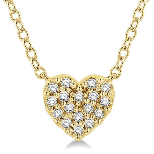 1/10 Ctw Heart Charm Round Cut Diamond Petite Fashion Pendant With Chain in 10K Yellow Gold