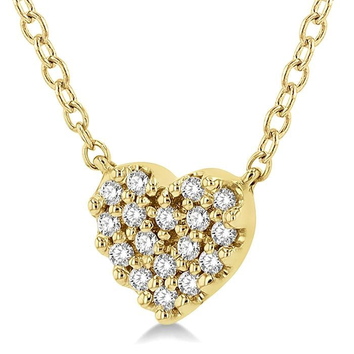 1/10 Ctw Heart Charm Round Cut Diamond Petite Fashion Pendant With Chain in 10K Yellow Gold