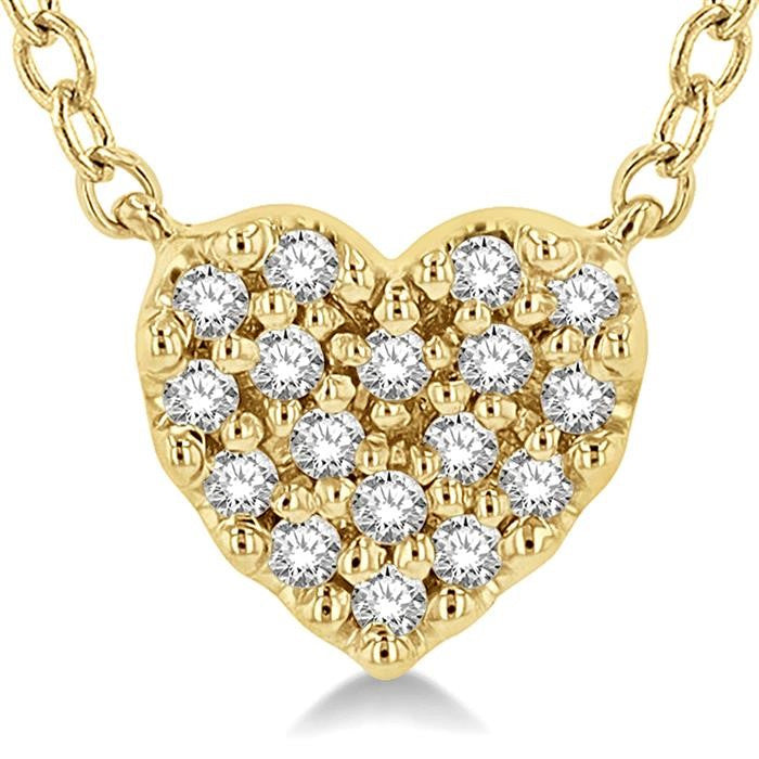 1/10 Ctw Heart Charm Round Cut Diamond Petite Fashion Pendant With Chain in 10K Yellow Gold