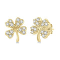 1/10 Ctw Four-Leaf Clover Round Cut Diamond Petite Fashion Earrings in 14K Yellow Gold