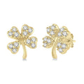 1/10 Ctw Four-Leaf Clover Round Cut Diamond Petite Fashion Earrings in 10K Yellow Gold