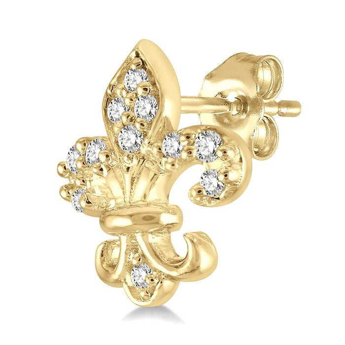 Fleur De Lis Petite Diamond Fashion Earrings