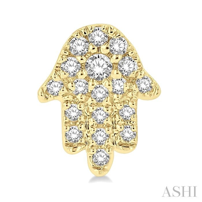 1/8 Ctw Hamsa Round cut Diamond Petite Fashion Earrings in 10K Yellow Gold
