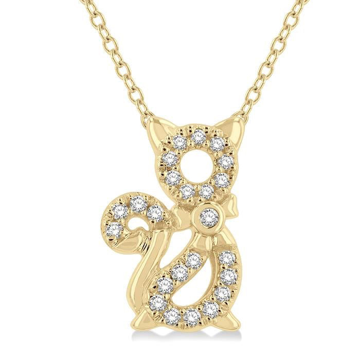 Imperial Clover Cat Petite Diamond Fashion Pendant