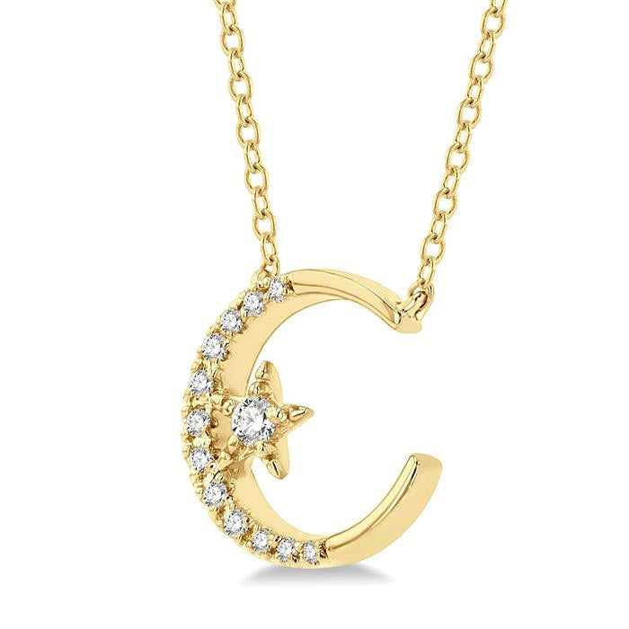 Paragon Aster Crescent Moon & Star Petite Diamond Fashion Pendant