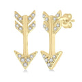1/10 Ctw Petite Arrow Round Cut Diamond Fashion Stud Earrings in 10K Yellow Gold
