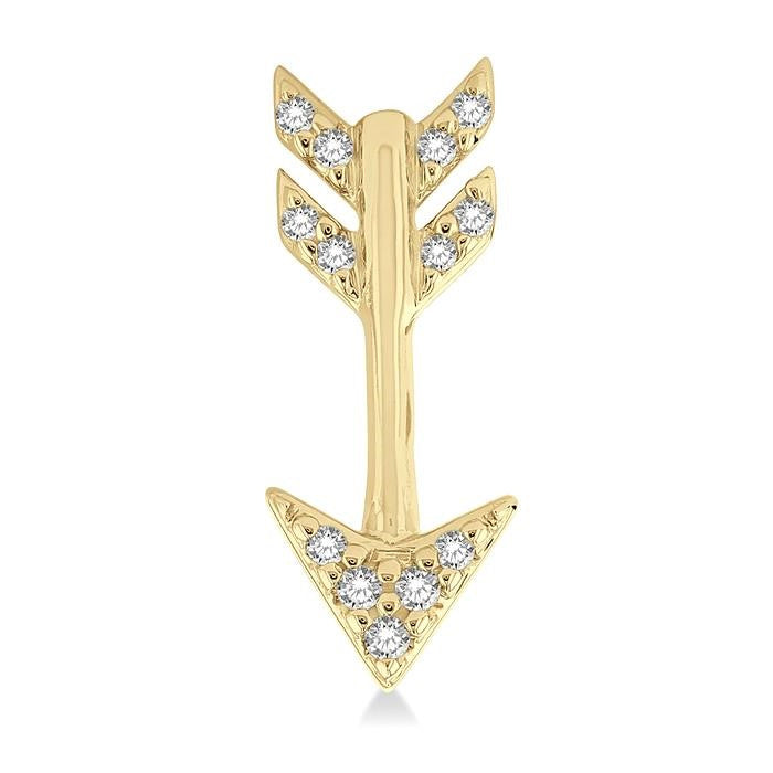 1/10 Ctw Petite Arrow Round Cut Diamond Fashion Stud Earrings in 10K Yellow Gold